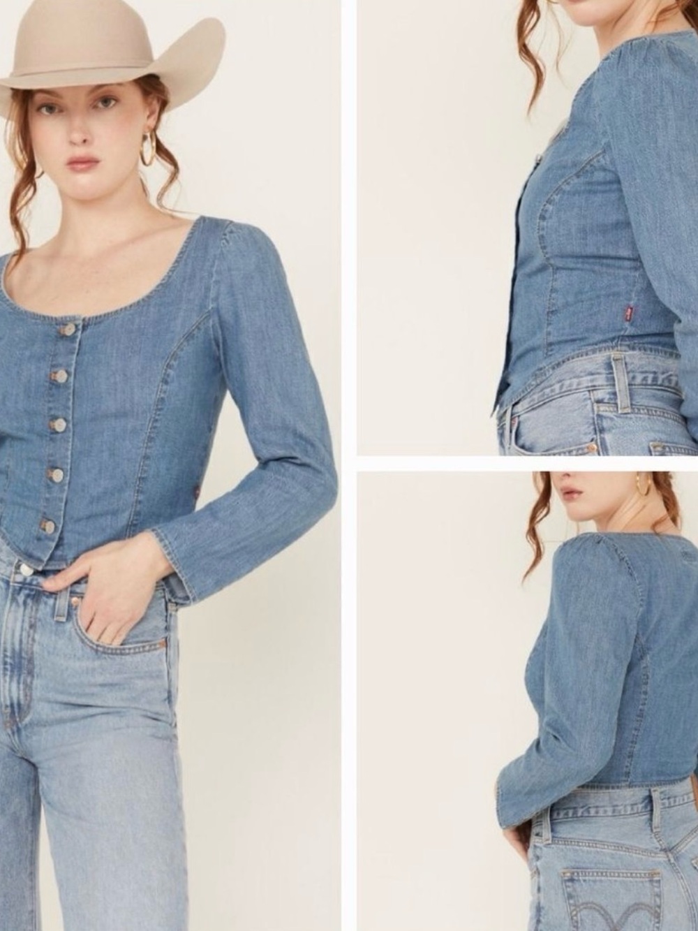 Levi's Light Blue Cropped Denim Top